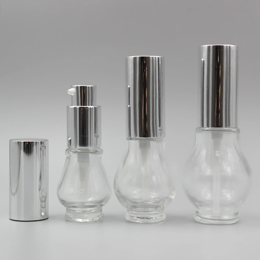 

30ml serum bottle pump clear cosmetic packaging, 1 oz essential oil pump bottle