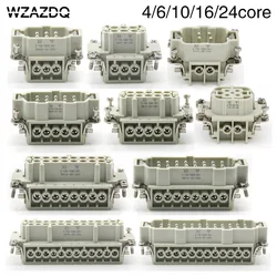 4/6/10/16/24 core heavy-duty connector HDC-HE male connector and female connector 16A500v aviation plug core