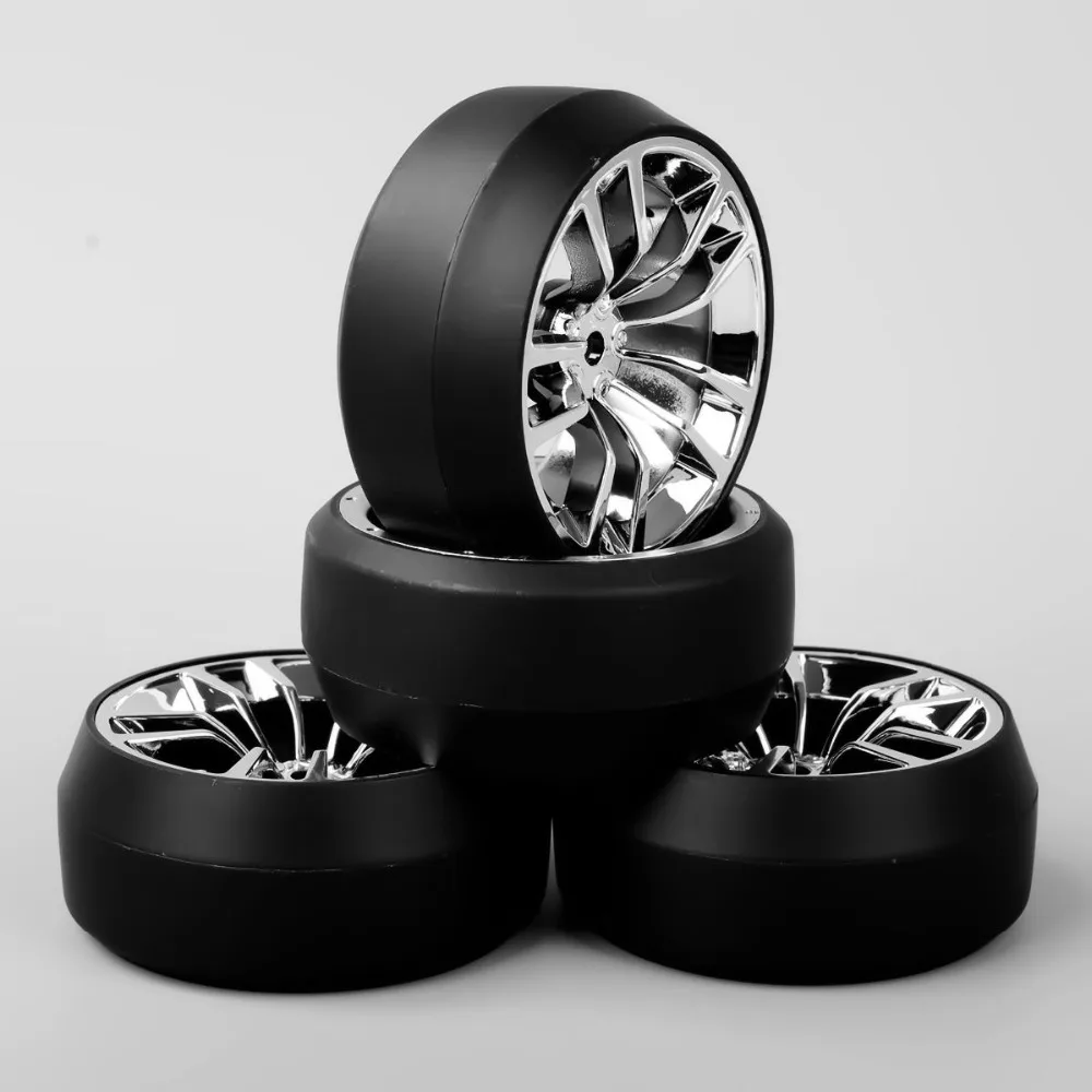 4pcs/set 1/10 Scale Chrome Wheel SBDC RC Car Speed Drift 3 Degree Tires Tyre for HPI Drift RC Car Accessories