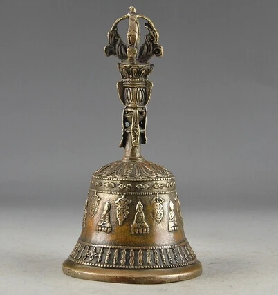 Copper Brass CHINESE crafts Asian Exquisite Chinese Tibetan Copper Buddhism Exorcism Bell