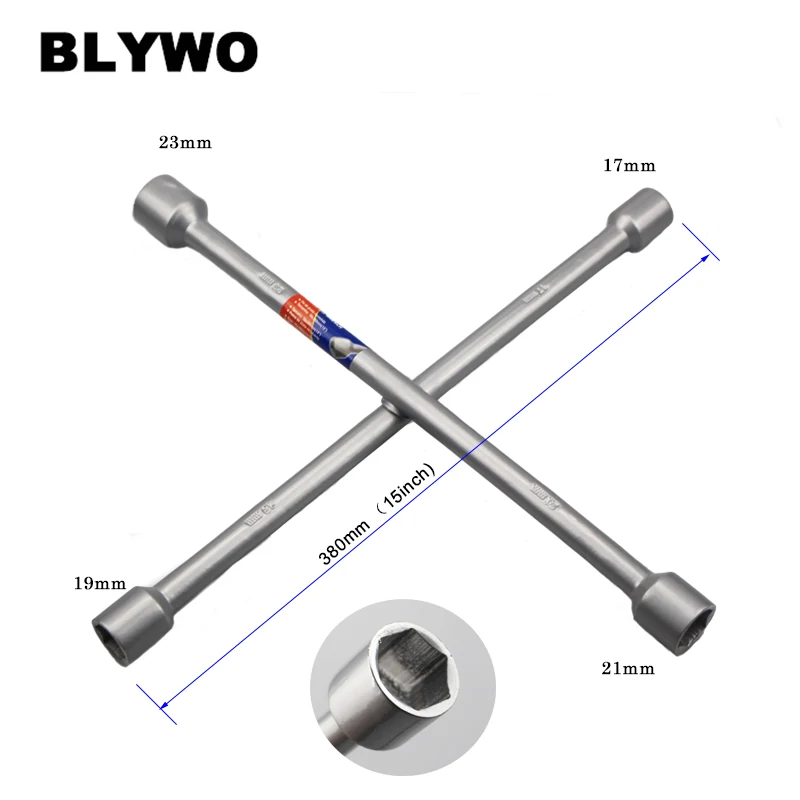 15inch length Cross Wrench Auto Tyre Remover Socket Wrench Car Repair Tools Mounting Spanner Hex socket size 17/19/21/23mm