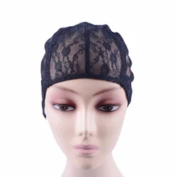 5 ピース/ロットダブル作るためのストレッチレースウィッグキャップとヘアウィービングストレッチ調節可能なかつらキャップホット黒ドームキャップのためのかつらヘアネット