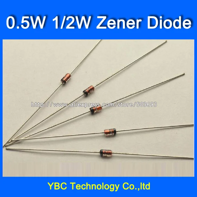 1000pcs/lot 1/2W 0.5W 2.4V 3.3V 5.1V 5.6V 6.8V 10V 11V 12V 18V 24V 27V 30V Zener Diode 26values for Your Choice