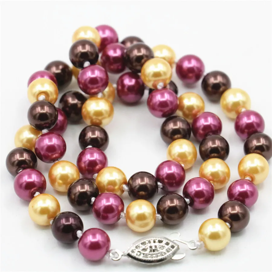 Hot Beautiful Fashion Jewelry Charming AAA+ 8mm South Sea Multicolor Shell Pearl Necklace Gifts For Girl Women 18\