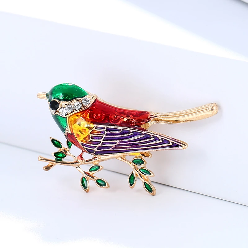 Stylish Cute Little Sparrow With Crystal Brooch Gold Color Metal Scarf Pins Women Kids Suit Clothes Accessories Jewelry image 4