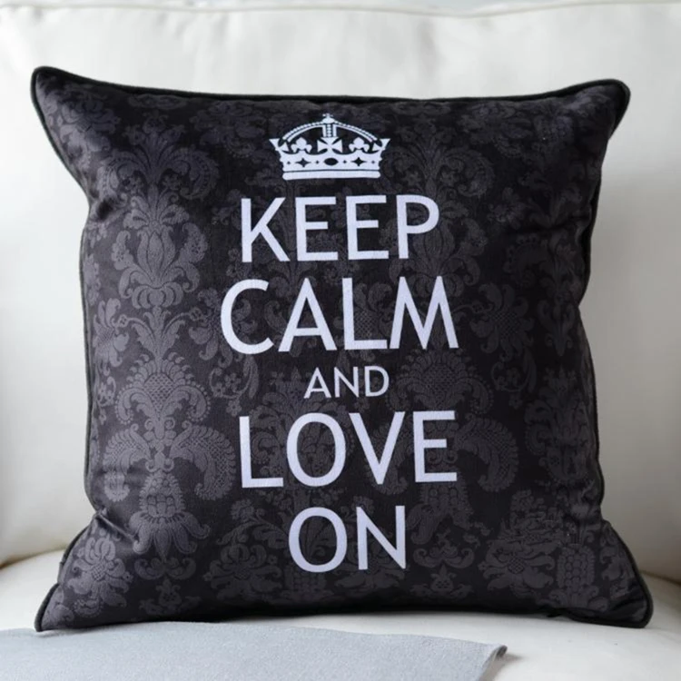 Classic Elegant Keep Calm and Smile On Cushion Cover Velvet Throw Pillow Case Keep Calm Love On High Quality Home Decor Gifts