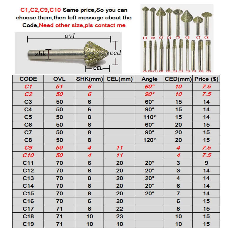 1pc cnc router Electroplated diamond stone carving tool stone engraving machine cutter stone cutting bits