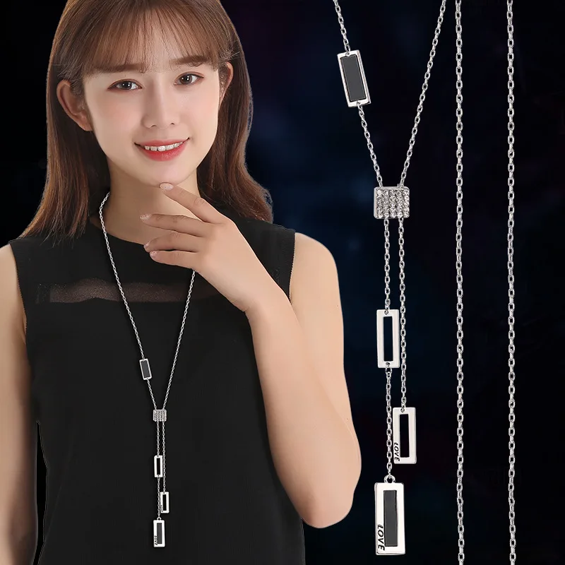 

Geometric Tassel Long Necklaces & Pendants For Women Jewelry Maxi Statement Necklace Sweater Dress Accessories All Match