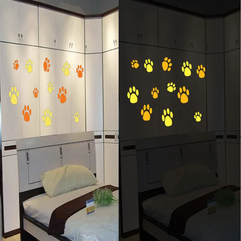 Colorful Light Luminous Fluorescent Animal Footprints Feet Bear Children Room Sitting Adornment Bedroom Unisex Plastic 2021