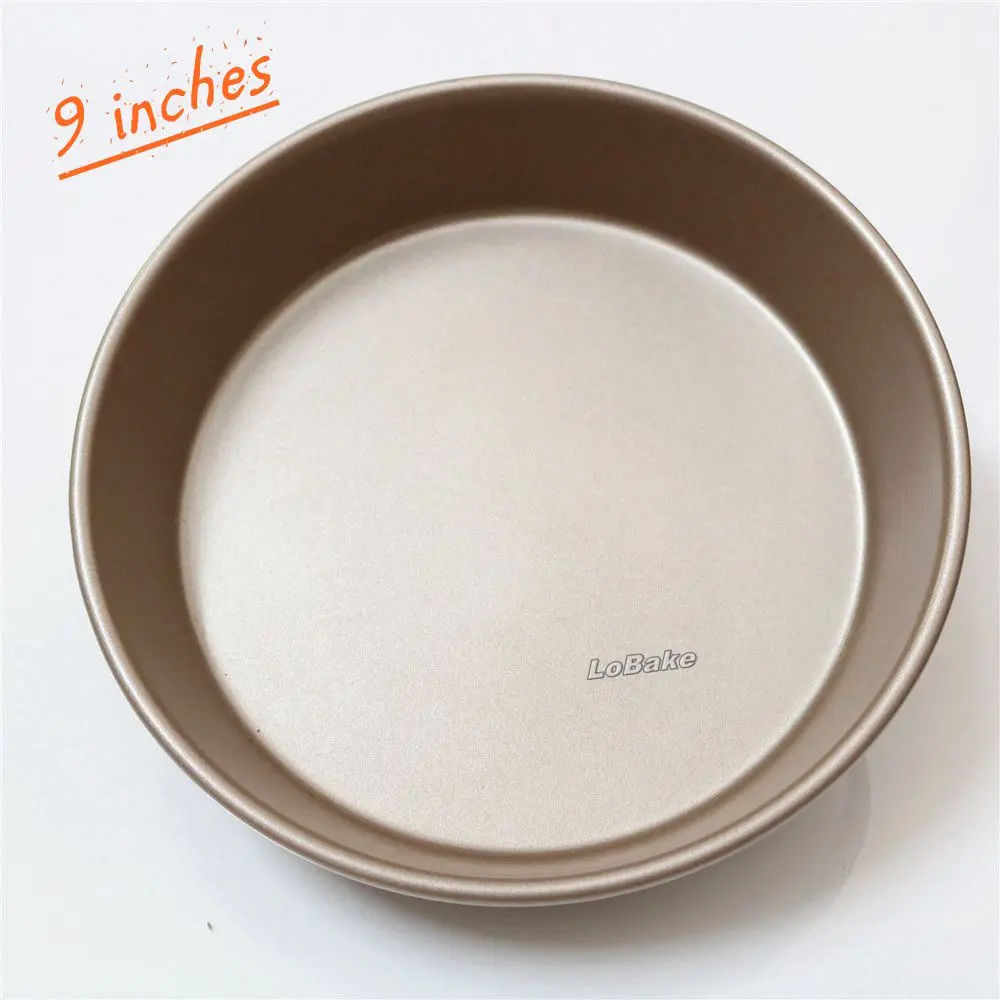 New 9 inches 5cm deep bottom golden carbon steel coating round shape nonstick metal pizza pie pan cake mold bakery tools