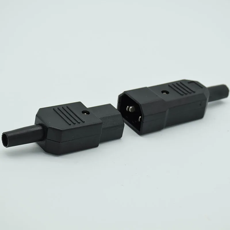 IEC Straight Cable Plug Connector C13 C14  10A 250V Black female&male Plug Rewirable Power Connector 3 pin AC Socket