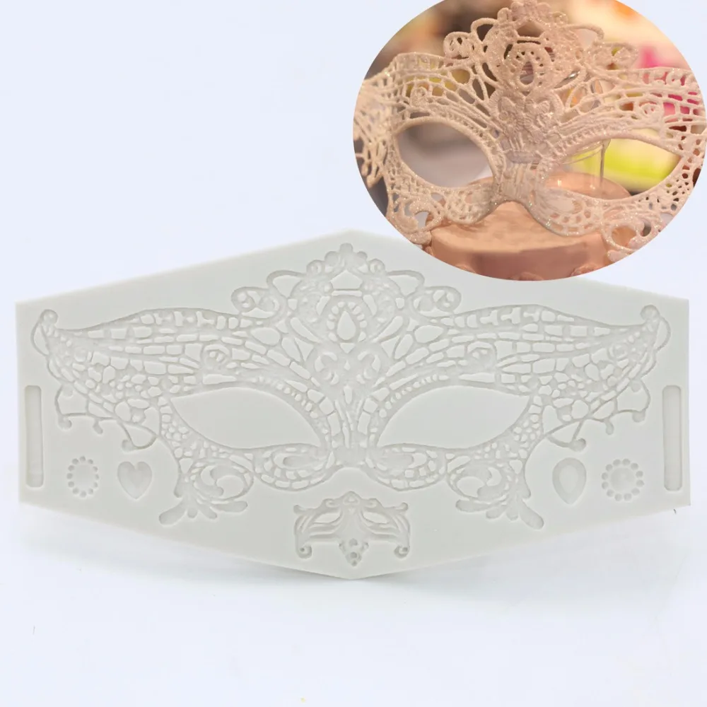 

3D Dance Party Mask Lace Fondant Mold Wedding Cake Toper Cake Border Silicone Molds Chocolate Cupcake Decorating Tools FM1499