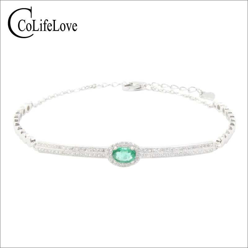 

100% natural SI emerald bracelet for party emerald silver bracelet 925 sterling silver emerald jewelry birthday gift for girl