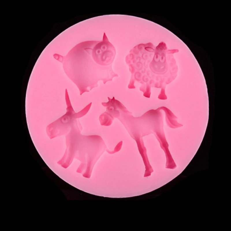 

3D Round Shape Farm Animal Theme Horse Donkey Silicone Fondant Cake Stamps Handmade Cake Decorating Bakeware JH097