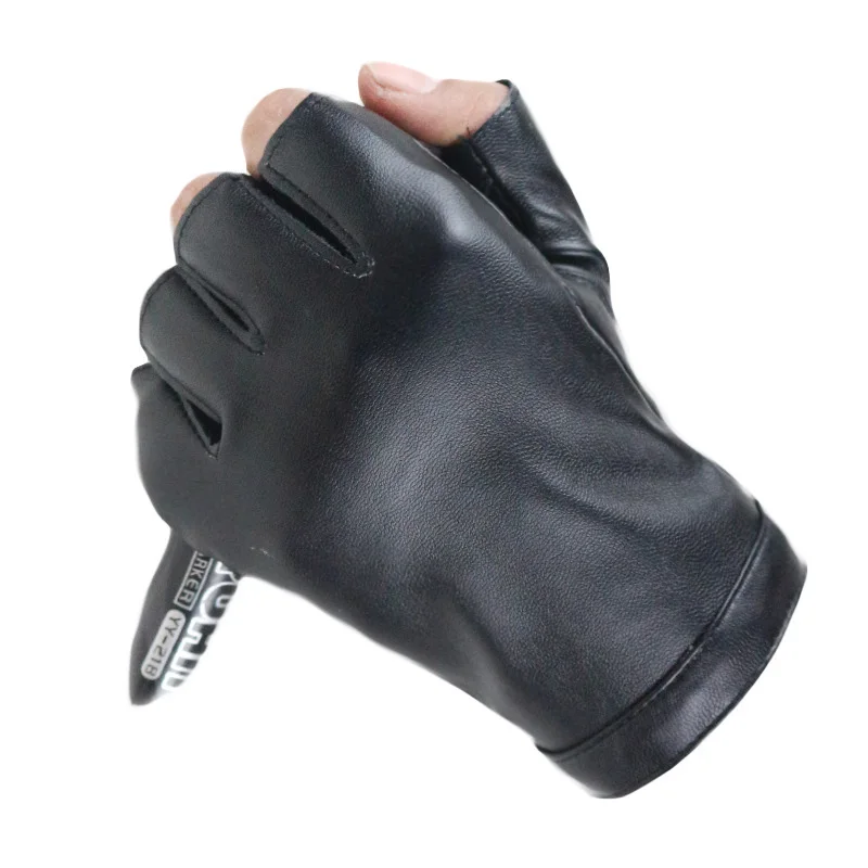 Fashion Female Thin Breathable PU Leather Punk Hip Hop Pole Dance Mitten Women Half Finger Driving Nightclub Show Gloves A74