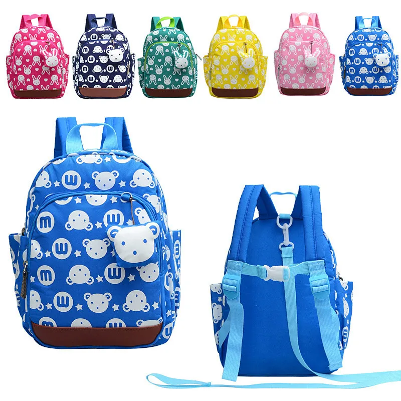 Mochilas para crianças com desenhos animados, mochilas escolares antiperda para crianças 1 ~ 6 anos de idade