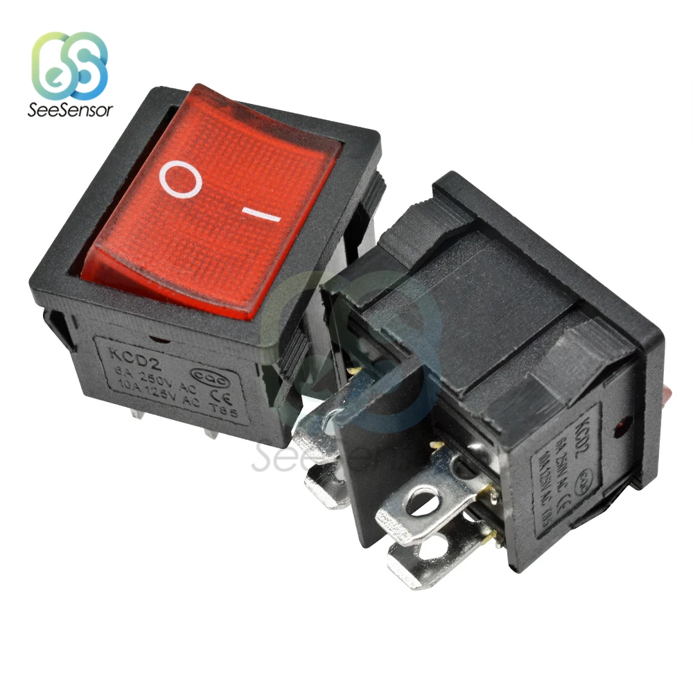 5pcs KCD5 Rocker Switch 6A 250VAC/ 15A 250VAC ON-OFF 2 Position 4 Pins ON-OFF-ON 6 Pins Electrical Equipment Power Switch