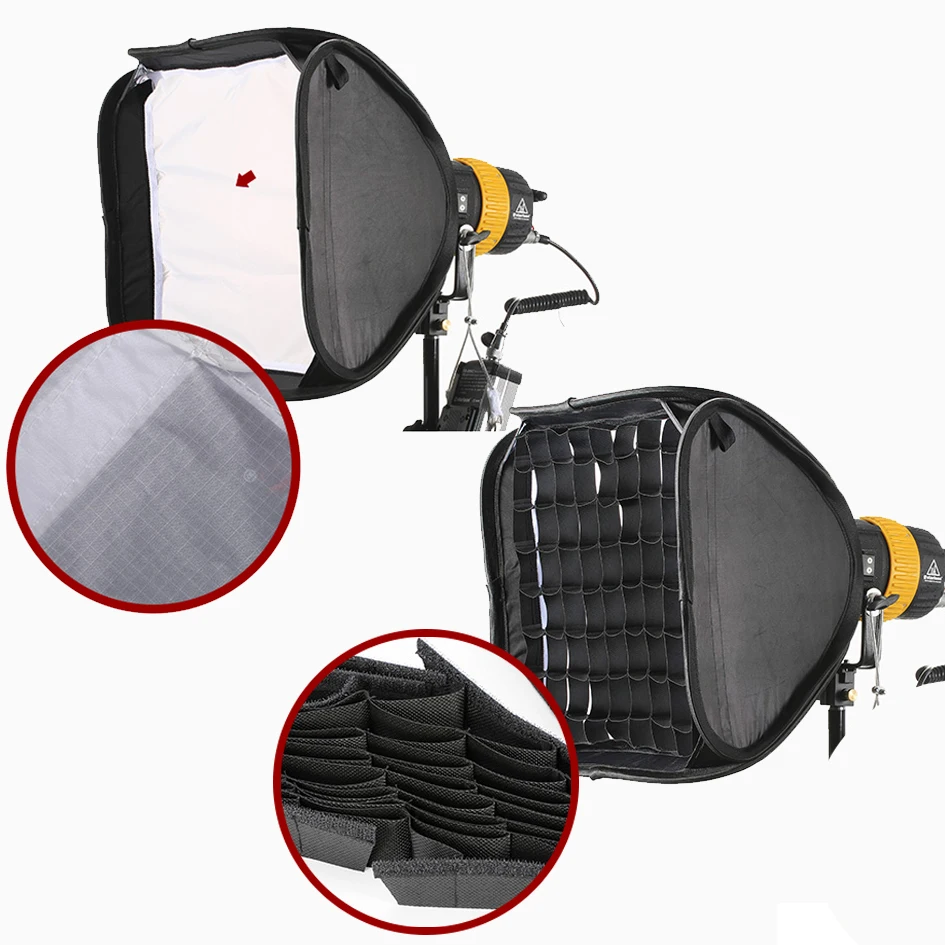 ALUMOTECH-foco LED de 3x80W con potencia de montaje en V, Kit de SoftboX3 para cámara de estudio, soporte de fotografía y vídeo