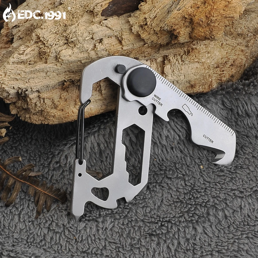 EDC mini portable gadgets multi-functional outdoor camping carabiner creative key ring seat belt knife tools