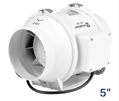 

5" mixed flow inline duct fan ventilator plastic waterproof ceiling ventilation pipe exhaust fan 220V booster turbo fan 125mm