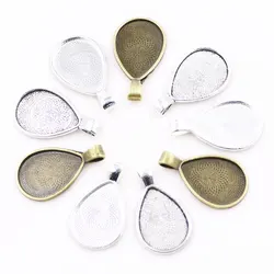 ZHUBI 10pcs Jewelry Findings Fit 18x25mm Teardrop Cabochon Setting Antique Silver Pendant Base Diy Jewelry Trays For Necklaces