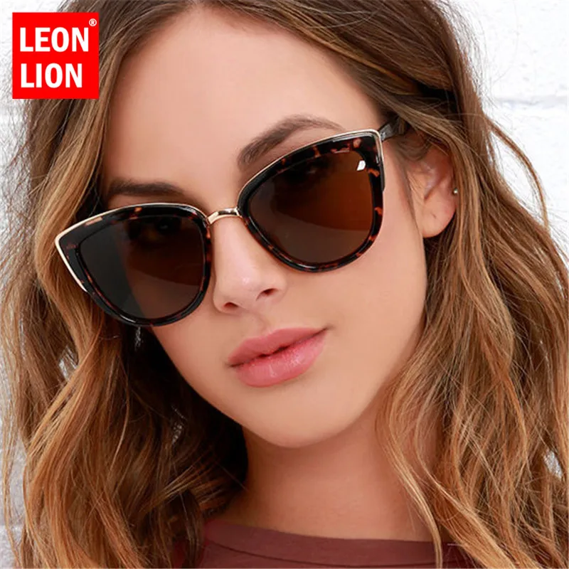 LeonLion 2023 Fashion Cateye Sunglasses Women Vintage Metal Eyewear For Women Mirror Retro Shopping Oculos De Sol Feminino UV400