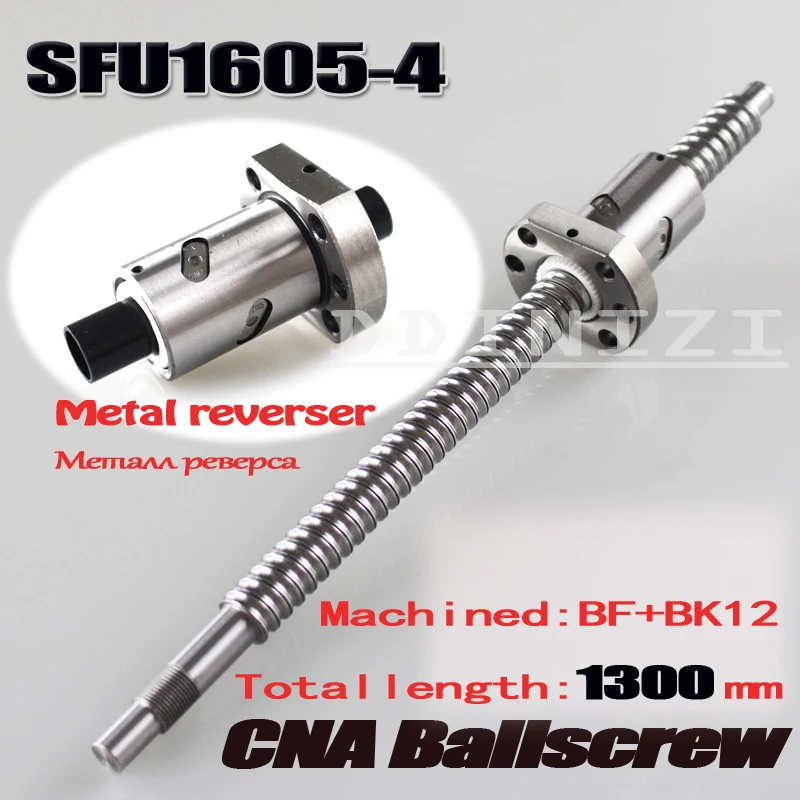 BallScrew SFU1605-4 1300mm ball screw C7 with 1605 flange single ball nut BK/BF12 end machined Woodworking Machinery Parts