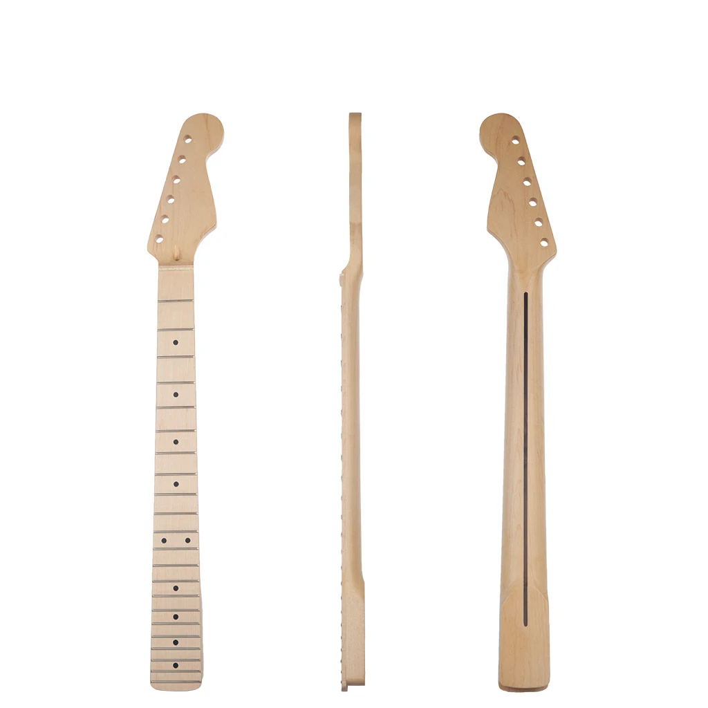 Guitar Neck 22 Frets Matt White Maple W/ Black Dots Replacement  Parts