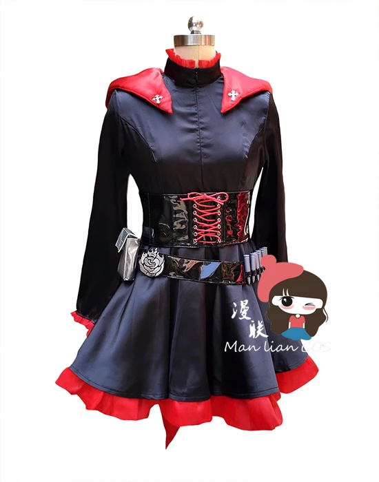 2021 Rose Cosplay Red Dress Cloak Battle Costume