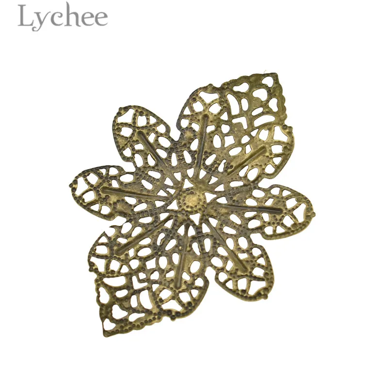 Lychee Life 20pcs Metal Filigree Flowers Slice Hollow Bowknot Scrapbooking Embellishment DIY Album Decoration Supplies