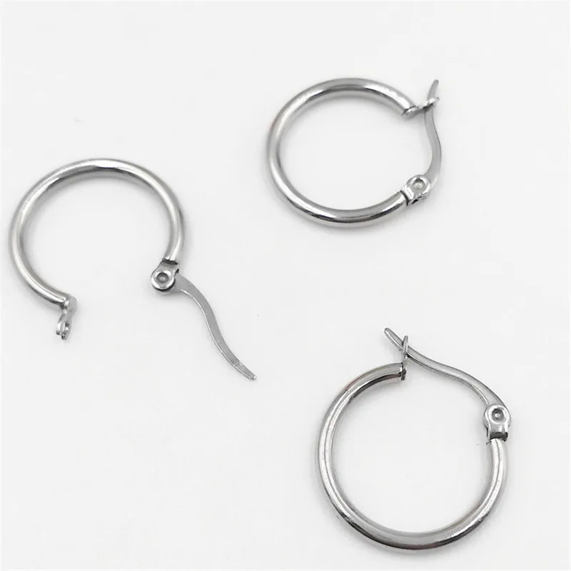 100PCS/lots Wholesale Stainless Steel Circle Loop Earrings Hook Clasps for DIY Jewelry Making Accessoriess Findings