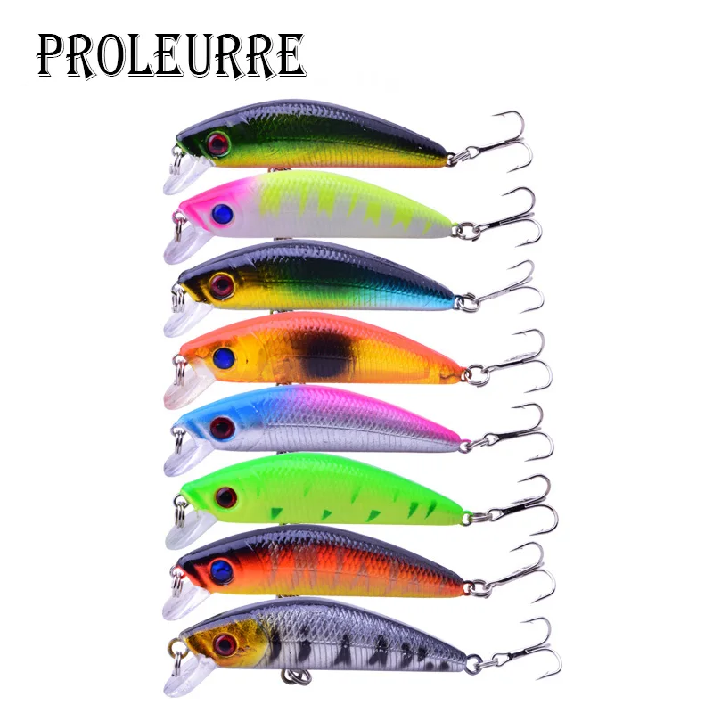 

Proleurre 1pcs 70mm 8g Laser Minnow 3D eyes Fishing Lure Floating Wobblers Artificial Bait Hard Crankbaits fishing tackle