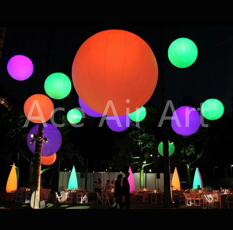 4 PCS Inflatable Interactive Rowed Colorful LED Balls Sphere Model for Party Wedding Hanging Decoration