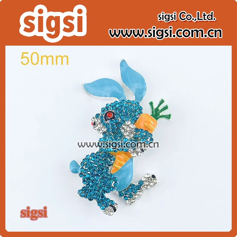 100pcs / 50mm Rhinestone blue bunny brooch jewelry rabbit brooch pin