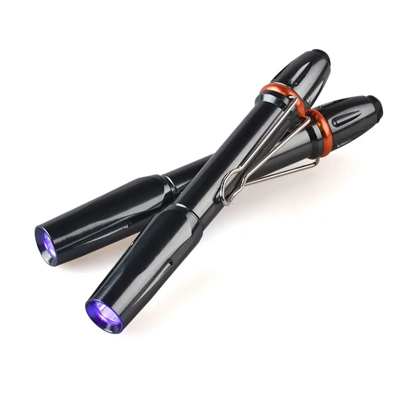 TopCom 365nm UV Light Mini Pocket UV Pen Light 3W LED Ultraviolet Lamp UV Black Light Torch Pen Flashlight Use AAA Battery