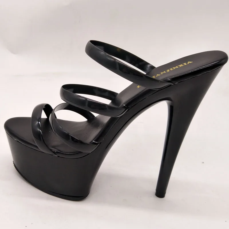 LAIJIANJINXIA New Fashion 6 Inch Stiletto High Heel Shoes Platforms Strappy Sexy Shoes 15cm High Heels Crystal Slippers