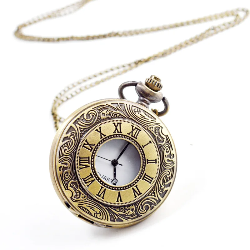 

Retro Black Fashion Silver Steampunk Quartz Pocket Watch Stainless Steel Pendant Necklace for Men Women Gifts Unisex Fob Clock