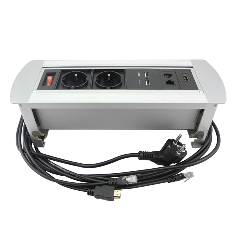 

Table New socket with 2 Power, 2 USB Charger, 2 LAN and HDMI Desktop socket for conference room/office/other