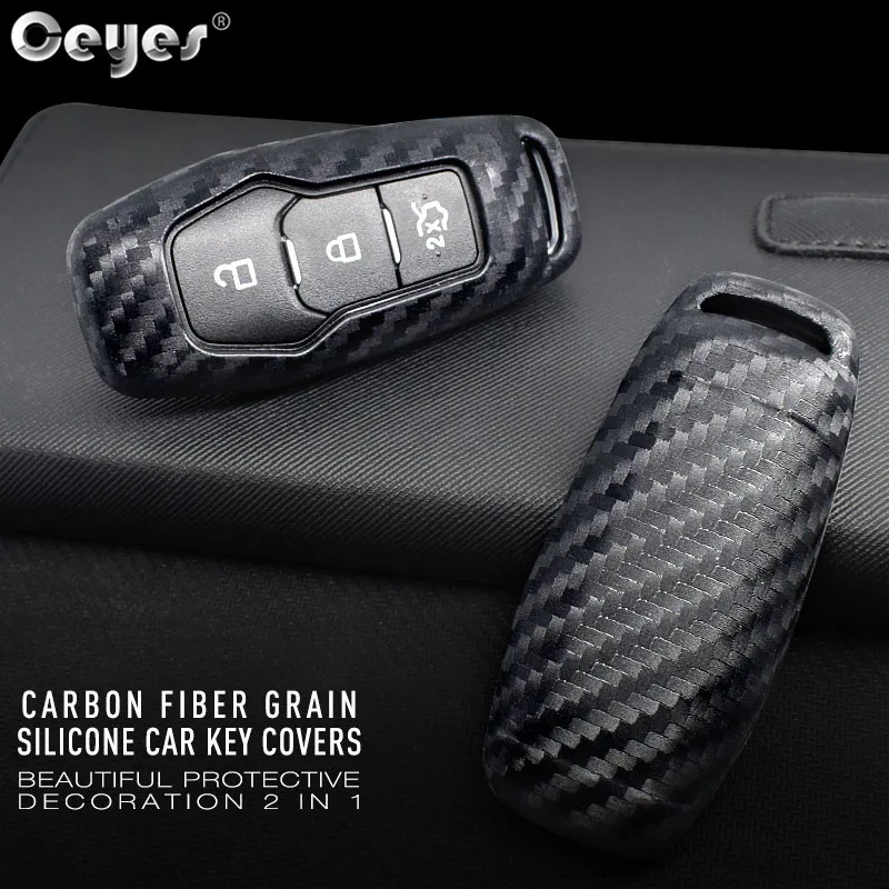 Ceyes Smart Shell Sticker Remote Car Styling Accessories Case For Ford Focus Mondeo Mustang Edge Fusion Auto Carbon Fiber Cover