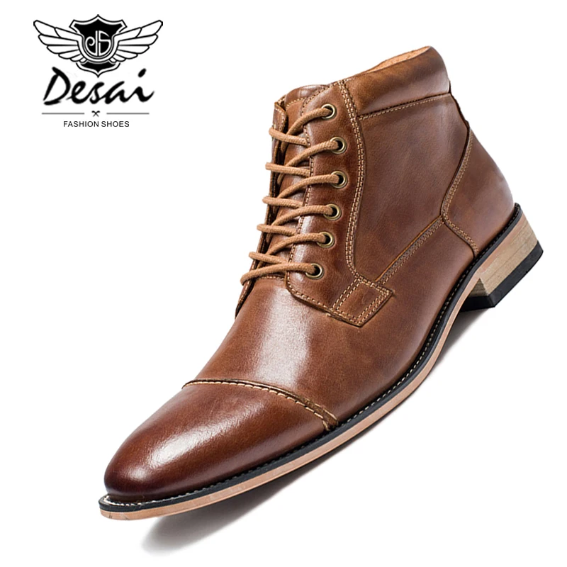 New men’s Shoes Winter New Men\'s Casual High-Top Shoes Genuine Leather Boots High Boots Oxfords Men\'s Large Size Shoes 7.5-13