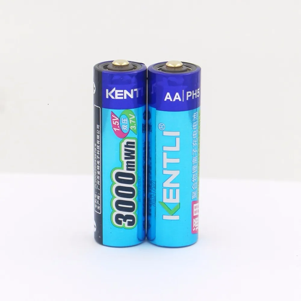 KENTLI 2pcs1.5v AA battery3000mWh AA rechargeable li-ion polymer lithium battery + Intelligent Fast Charger