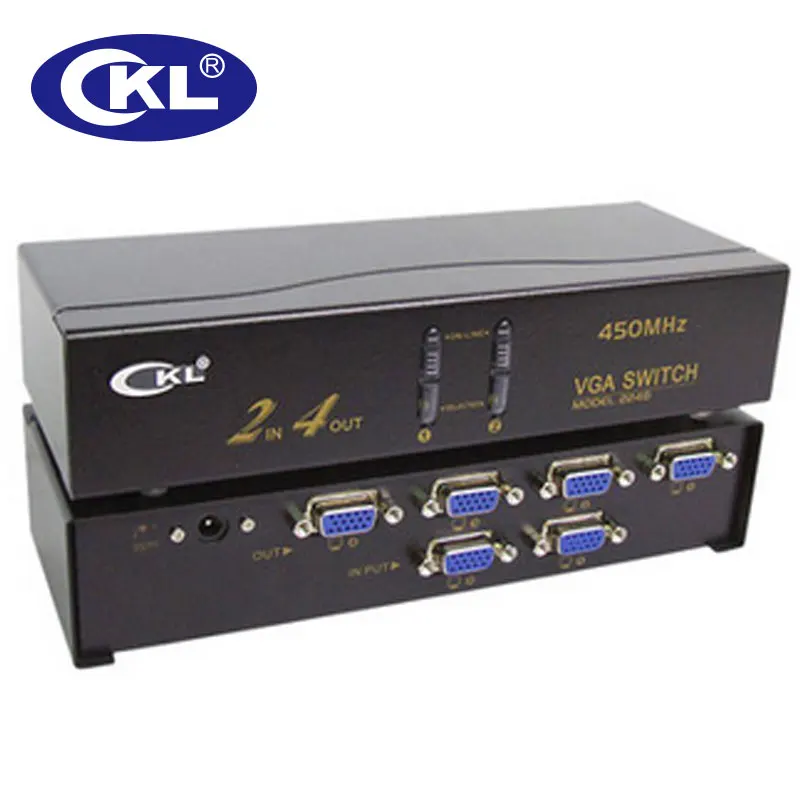 CKL VGA Switch 2 trong 4 out Hỗ Trợ 2048*1536 450 MHz cho MÁY TÍNH Màn Hình Màn Hình Lớn Chiếu Truyền Tải lên đến 60 Mét CKL-224B