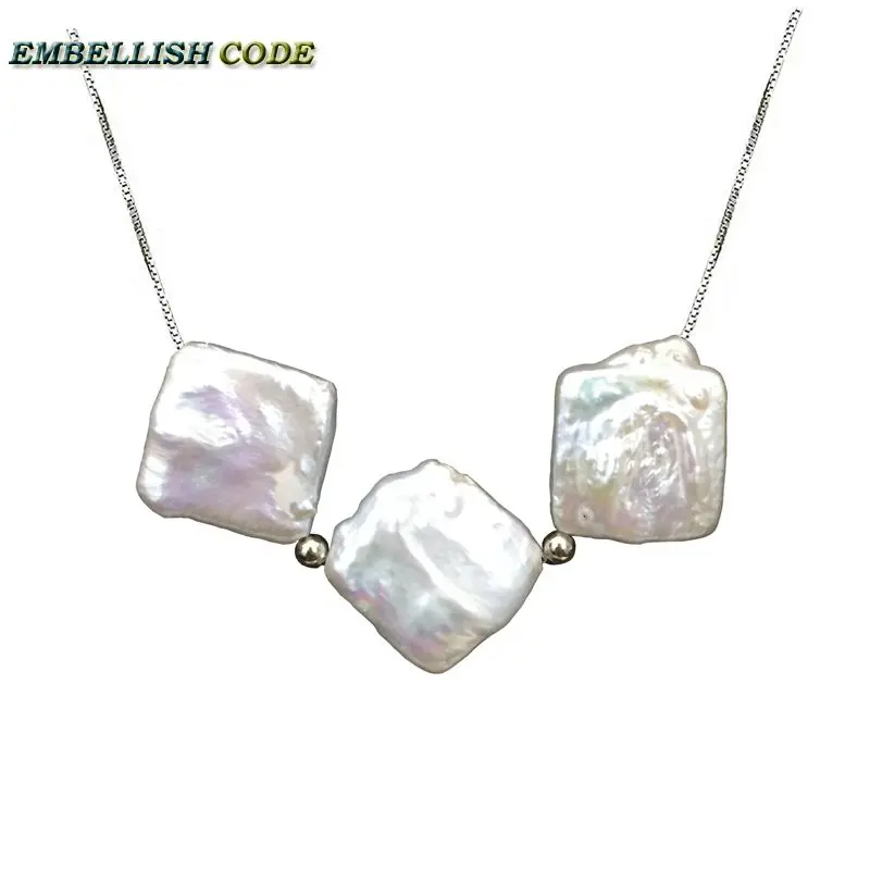 

NEW Design 16'' 18'' 20'' unusual particular Prismatic white baroque pearl pandent necklace girl women box chain