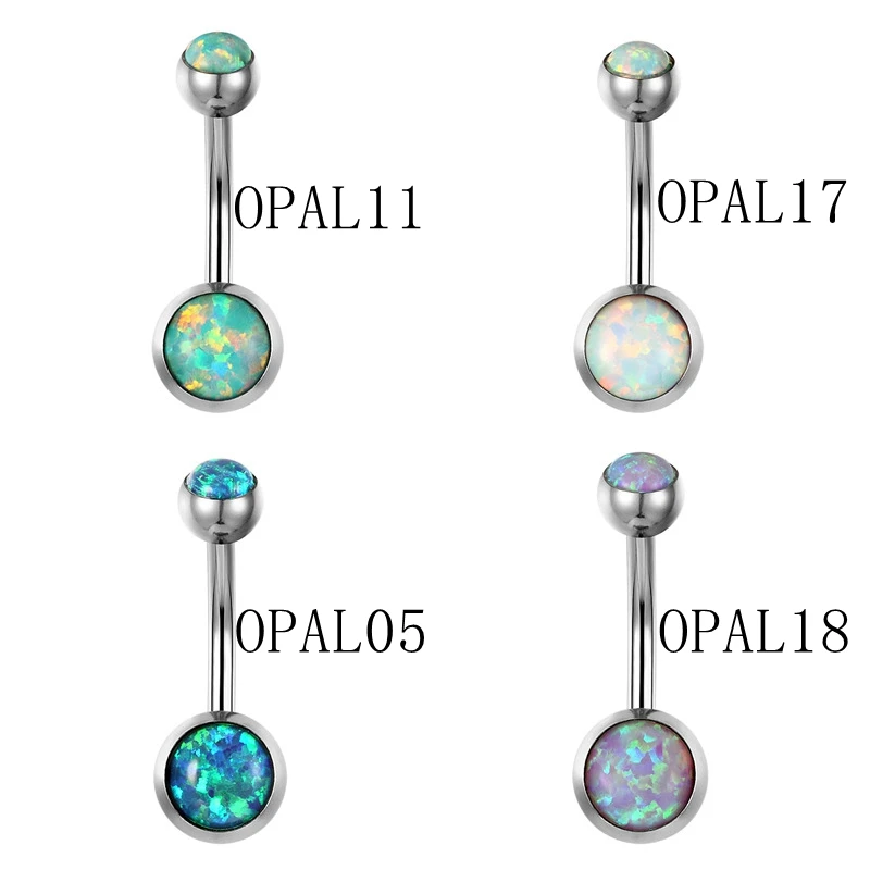 G23titan Fire Opal Stone Navel Piercing Titanium Anti Allergy Body Jewelry 14G 10mm Simple Belly Rings Women Sexy Accessories