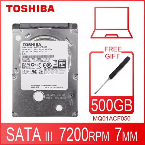 TOSHIBA Laptop Hard Drive Disk 500GB 500G Original Internal Notebook HDD HD 2.5" 7200 RPM 16M Cache 7mm 6Gb/s SATA3 MQ01ACF050