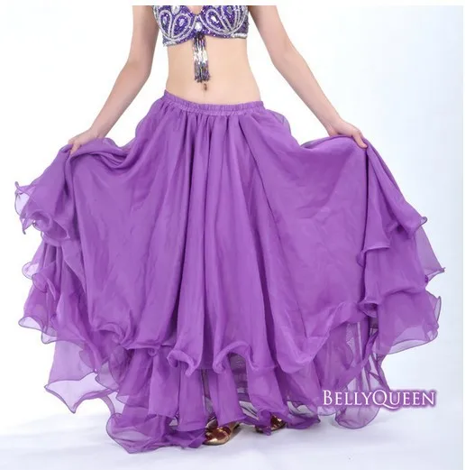 1 piece chiffon Shining Satin Long Skirt Swing Skirt dancing dress Belly Dance Costume 14 colors