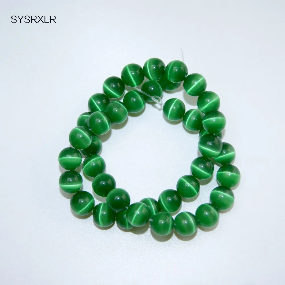4 6 8 10 12 MM Many Colors Cat\'s Eye Opal Cymophane Stones Round Spacer Loose Beads For Necklace Bracelet Charms Jewelry Making