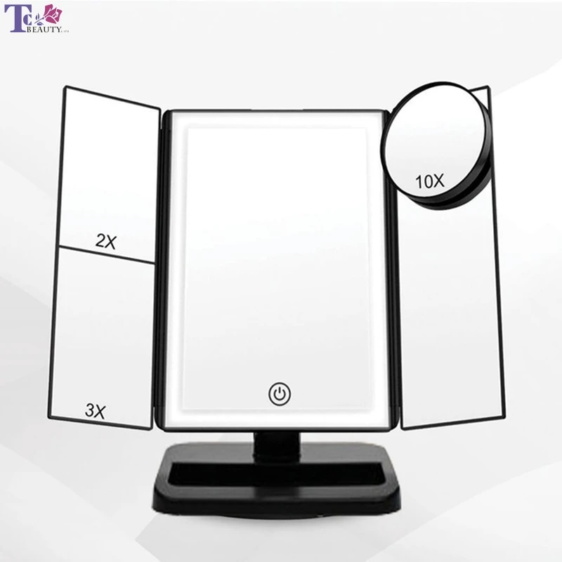 

22 Led Mirror Light Touch Screen Makeup Mirrors Table Lamp Deskto 2X 3X 10X Magnifying Foldable Women Fashion Make Up Miroir