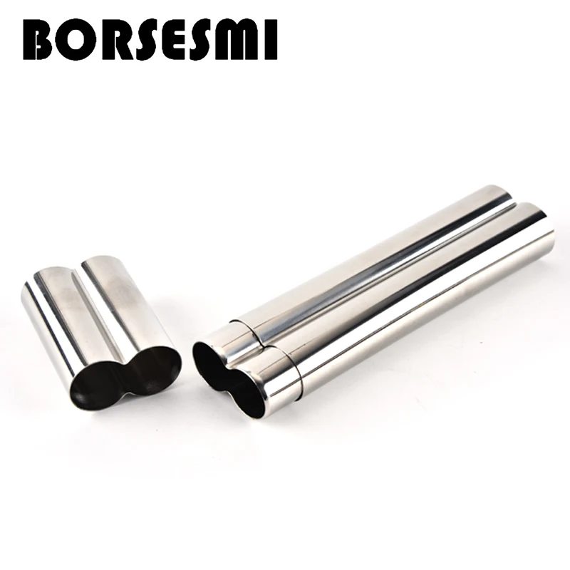 

2019 New Stainless steel Double cigar tube 2 in 1 portable metal Humidor 2pcs travel cigar case pocket smoking gadgets Cigar box
