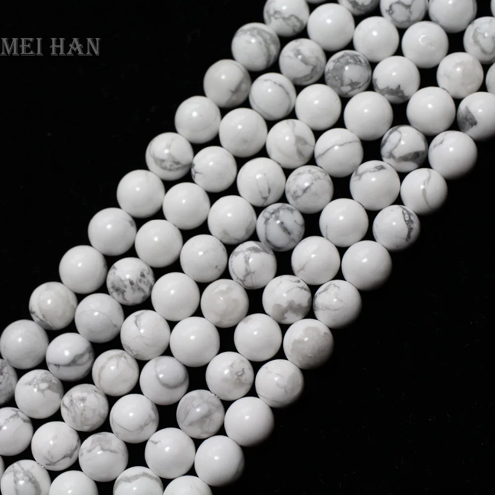 Meihan  (Free Shipping) 6mm 8mm 10mm Natural Howlite Smooth Round Beads Stone For Jewelry Making Design Or DIY